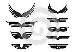 Wings vector Collection. Eagle bird heraldic flying Falcon Phoenix Hawk logo