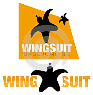 Wingsuit base jumping logo photo