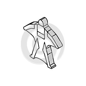 wingsuit flying extremal sport man isometric icon vector illustration