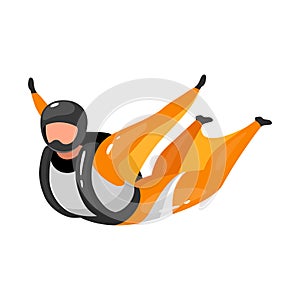 Wingsuit flying flat vector illustration