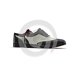 Wingtip shoes black isolated on white 3D Illustration