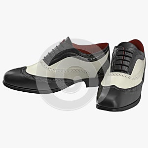 Wingtip shoes black isolated on white 3D Illustration