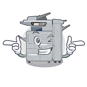 Wink copier machine isolated in the cartoon