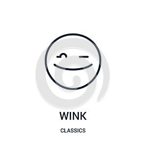 wink icon vector from classics collection. Thin line wink outline icon vector illustration. Linear symbol