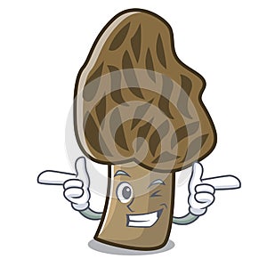 Wink morel mushroom character cartoon