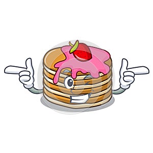 Wink pancake with strawberry character cartoon