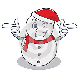 Wink snowman character cartoon style