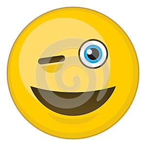 Winked emoticon. Cartoon yellow ball with eye wink photo