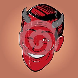 Winking cartoon devil