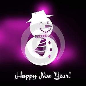 Winking Christmas snowman with Happy New year text