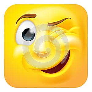 Winking Emoji Emoticon 3D Icon Cartoon Character photo