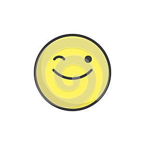 Winking face emoticon filled outline icon