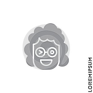 Winking icon girl, woman. smile emoticons isolated Gray on white background. Vector illustration. Wink icon vector, emotion symbol