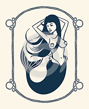 Winking mermaid illustration photo
