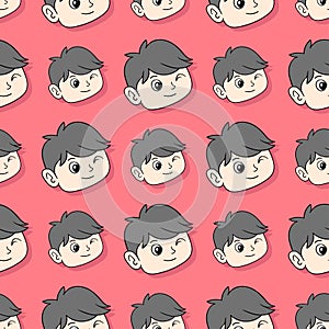 Winking seduction handsome boy seamless repeat pattern. background illustration