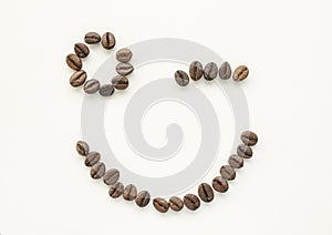 Winking smiling face of coffe beans