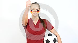 Winking Soccer Female with German Flag