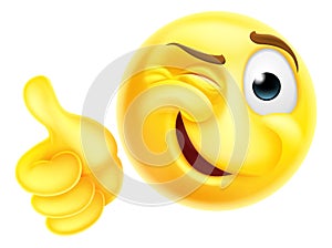 Winking Thumbs Up Cheeky Emoticon Cartoon Face