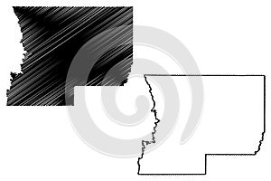 Winn County, Louisiana U.S. county, United States of America, USA, U.S., US map vector illustration, scribble sketch Winn Parish