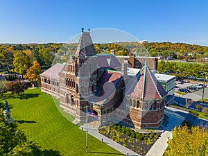 Winn Memorial Library aerial view, Woburn, MA, USA