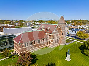 Winn Memorial Library aerial view, Woburn, MA, USA