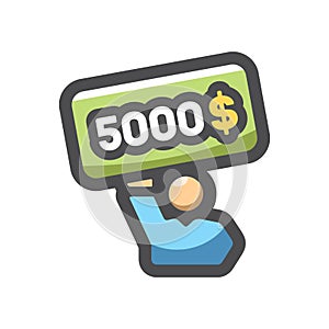 Winn Men Lottery ticket Vector icon Cartoon illustration.