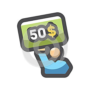 Winn Men Lottery ticket Vector icon Cartoon illustration.