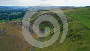 Winnats Pass at Peak District National Park - aerial view - travel photography