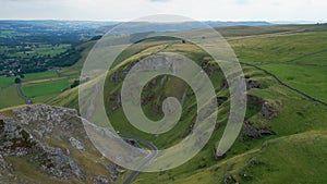 Winnats Pass at Peak District National Park - aerial view - travel photography