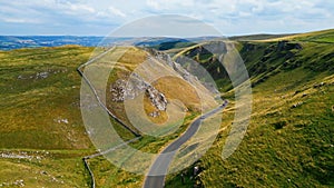 Winnats Pass at Peak District National Park - aerial view - travel photography