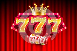 Winner 777 slots icons, slot sign machine, night Vegas. Vector illustration