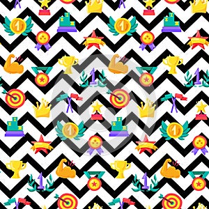 Winner awards seamless vector pattern