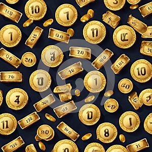 Winner background with lottery tickets, balls and gold coins. Realistic keno gambling game win poster v4