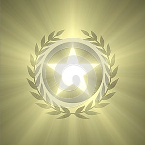 Winner badge star and olive leaf light flare