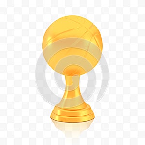 Winner basketball cup award, golden trophy logo isolated on white transparent background