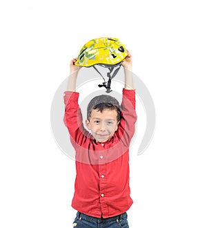 Winner boy with bike helmet