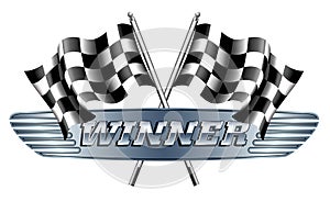 WINNER Checkered, Chequered Flags Motor Racing
