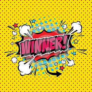 Winner! Comic Speech Bubble. Vector Eps 10