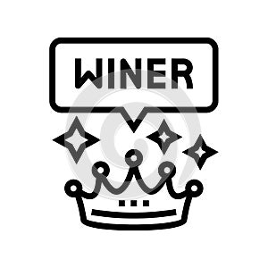 winner crown lotto line icon vector illustration