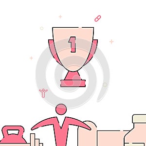 Winner Cup filled line icon, simple vector illustration