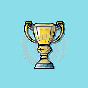 Winner cup hand-drawn comic illustration. Winner cup. Vector doodle style cartoon illustration