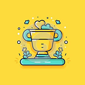 Winner cup hand-drawn comic illustration. Winner cup. Vector doodle style cartoon illustration