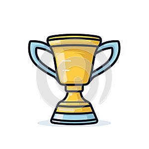 Winner cup hand-drawn comic illustration. Winner cup. Vector doodle style cartoon illustration