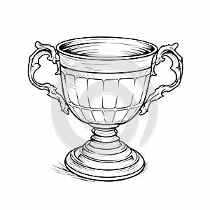 Winner cup hand-drawn comic illustration. Winner cup. Vector doodle style cartoon illustration