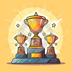 Winner cup hand-drawn comic illustration. Winner cup. Vector doodle style cartoon illustration