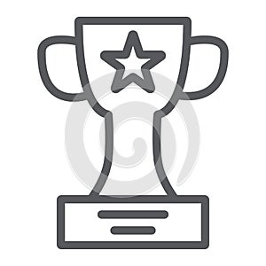 Winner cup line icon, champion and goblet, trophy sign, vector graphics, a linear pattern on a white background.