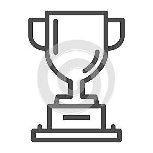 Winner cup line icon, sports and competition concept, Trophy sign on white background, Champion cup icon in outline