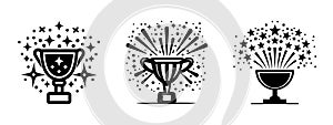 Winner Cup Trophy Icon Set - Vector Illustrations Isolated On White Background