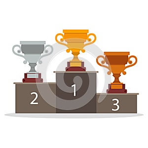 Winner cup trophy team tournament match award. World champion league prize. Sport template symbol final vector. Victory banner ico