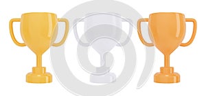 Winner cup vector set. Cartoon trophy awards. photo